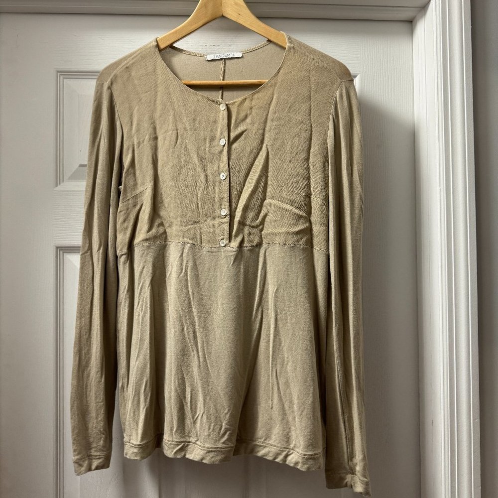 Tandem Long Sleeve Blouse - Italian fashion brand -  beige size 34 [=US size 2]